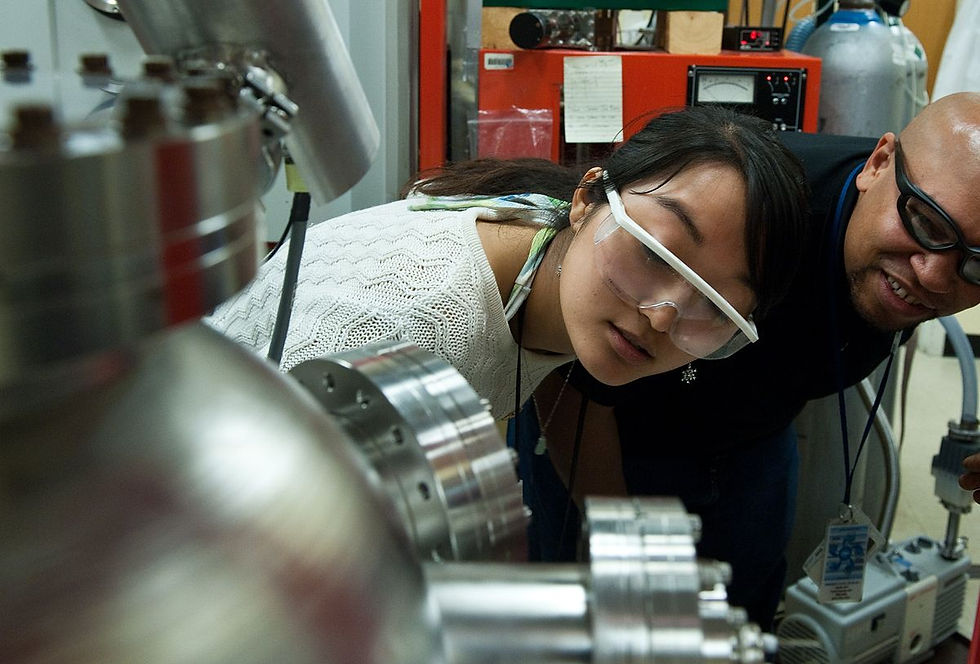 This is an example of scientists performing tests on the effects of light.